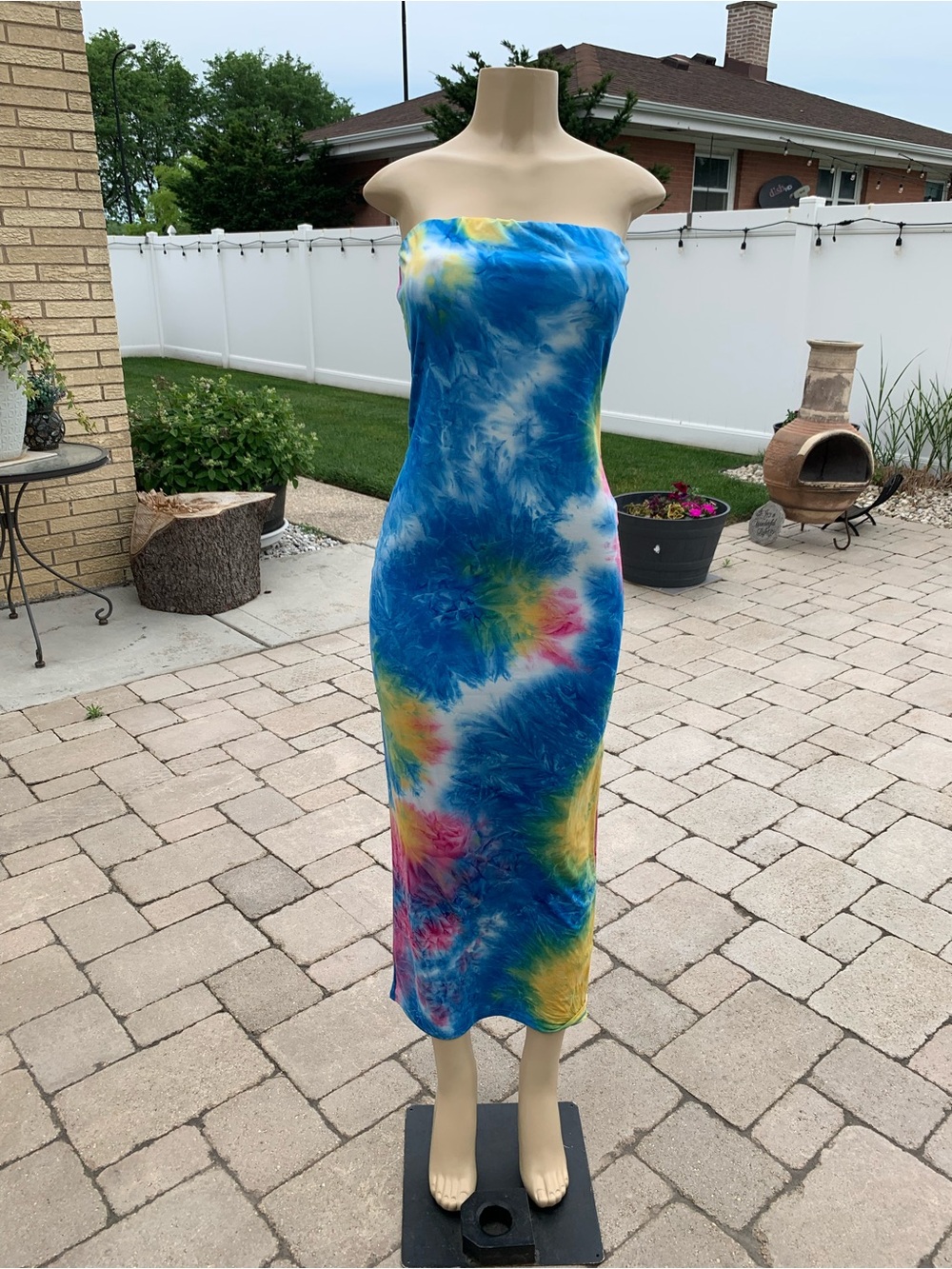 Day & Night tye-dye strapless maxi dress size L